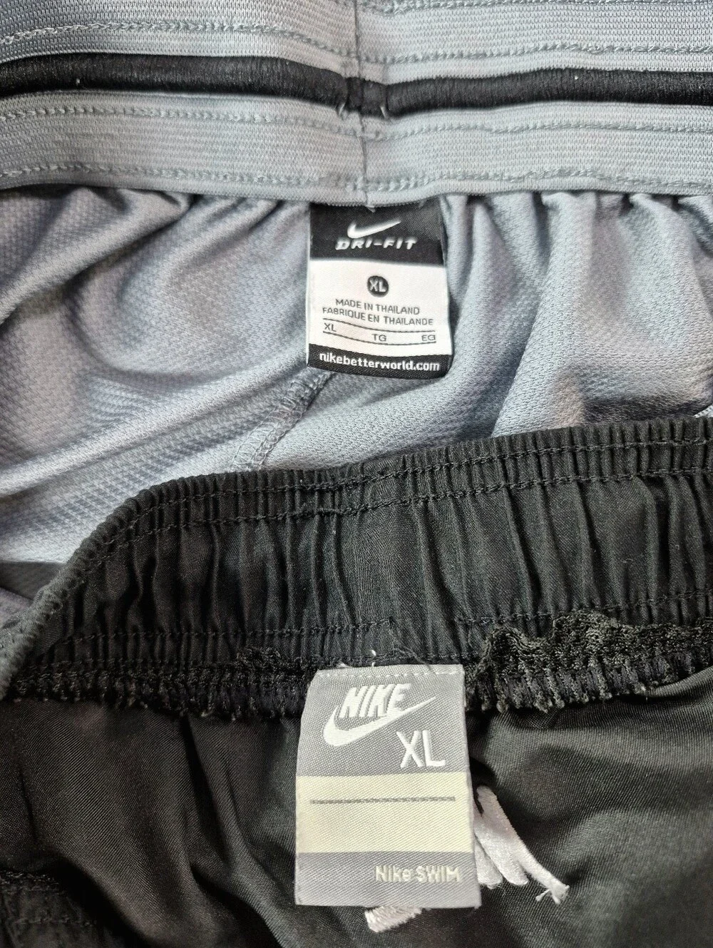 Nike Athletic Shorts Bundle - Black Dri-FIT Running Shorts & Gray Chevron Basket